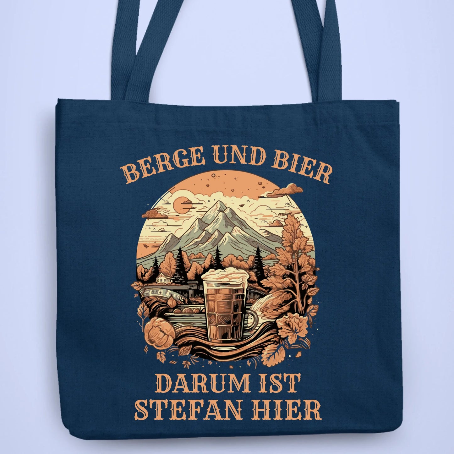 Personalisierbare Tasche Berge und Bier