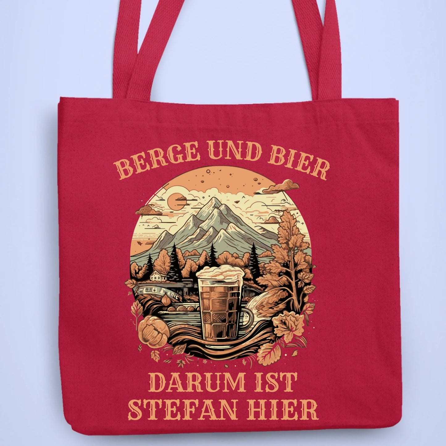 Personalisierbare Tasche Berge und Bier