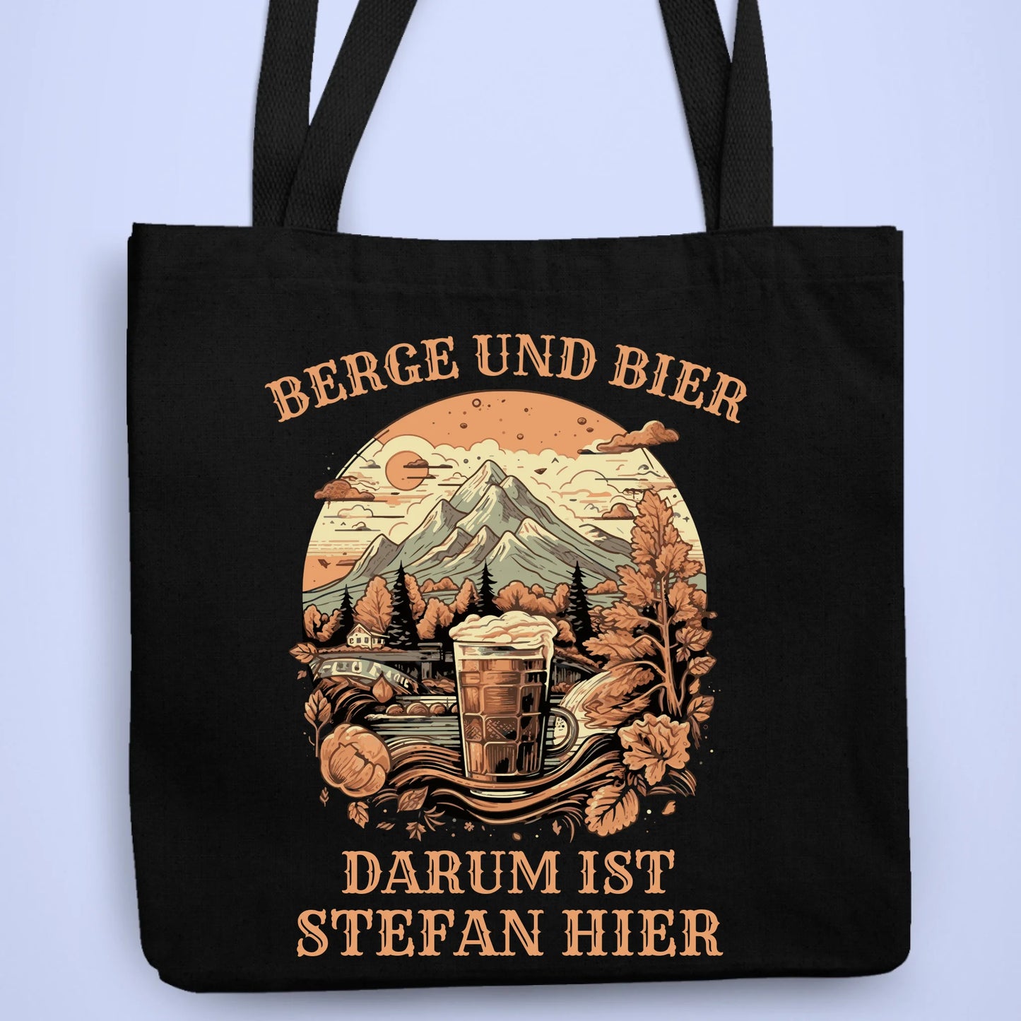 Personalisierbare Tasche Berge und Bier