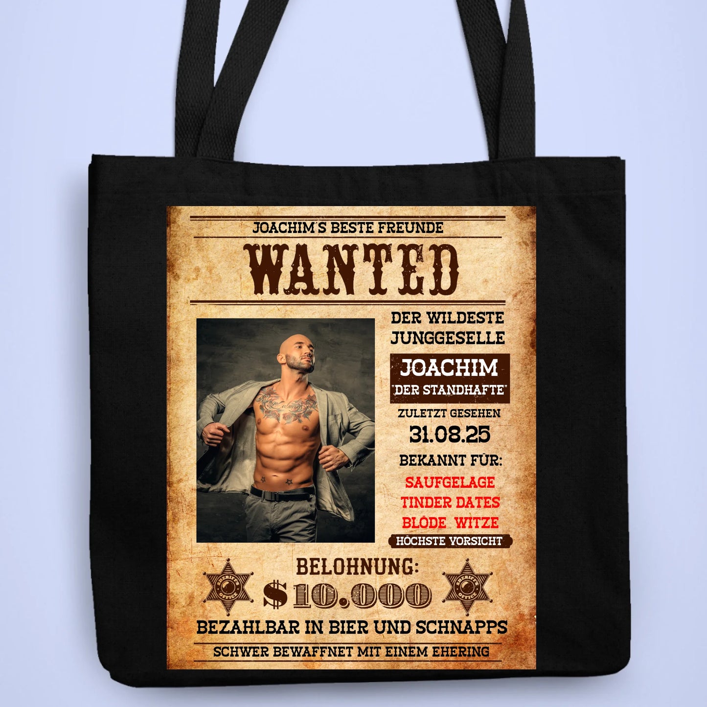 Personalisierbare Tasche WANTED JGA